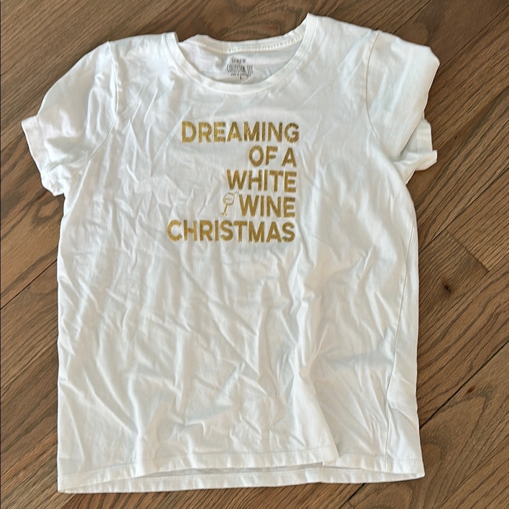 White Christmas Shirt with Gold Print